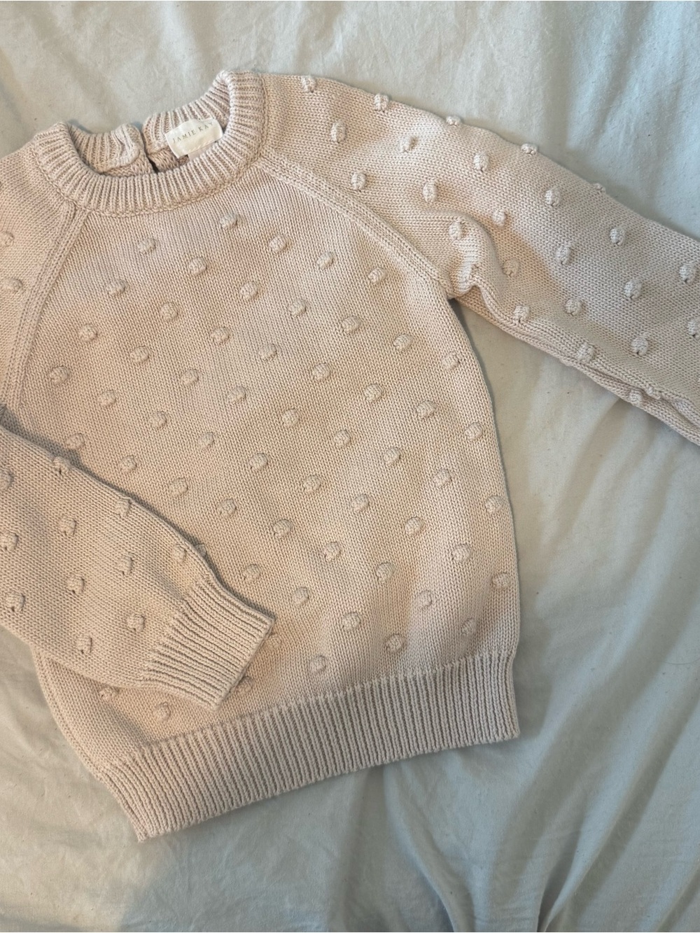 Jamie Kay Blush Crewneck Pom-Pom Knit Sweater